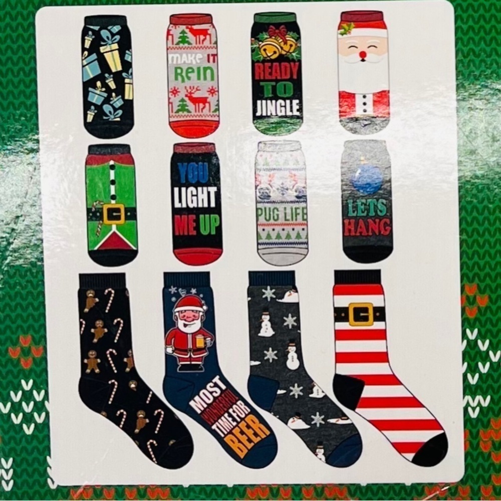 NWT Outdoorsmen 12 Days of Socks Boxed Sock Set Santa Presents Candy Cane